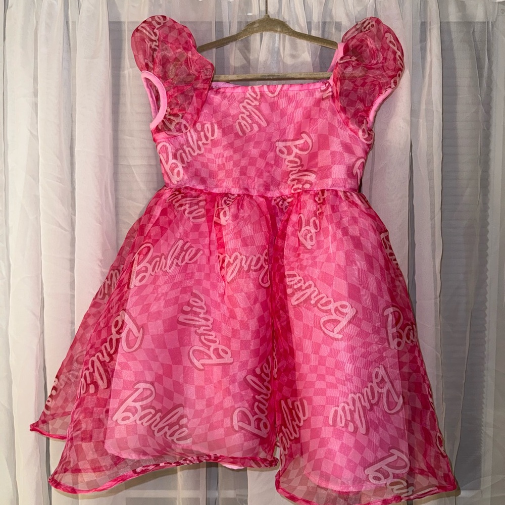 Barbie Pink Checkered Dress for Girls - Size 5
